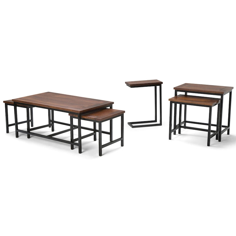 Rhonda Table d'appoint industrielle en métal massif en forme de C, 45,7 cm (L) x 25,4 cm (P) x 61 cm (H)