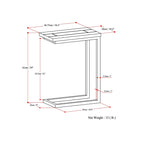 Rhonda Table d'appoint industrielle en métal massif en forme de C, 45,7 cm (L) x 25,4 cm (P) x 61 cm (H)