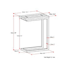 Rhonda Table d'appoint industrielle en métal massif en forme de C, 45,7 cm (L) x 25,4 cm (P) x 61 cm (H)