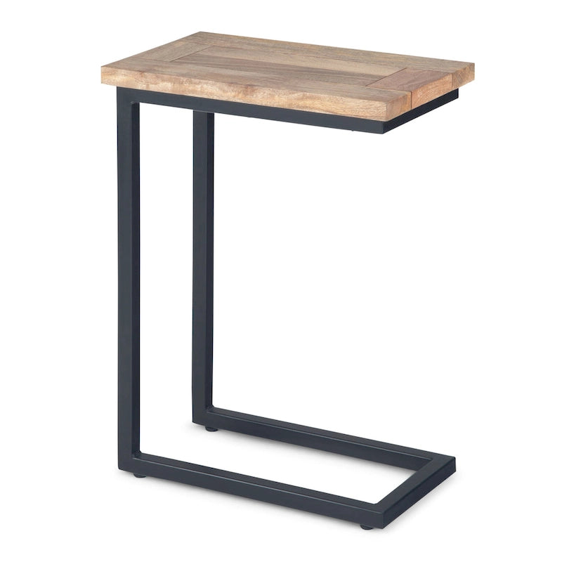 Rhonda Table d'appoint industrielle en métal massif en forme de C, 45,7 cm (L) x 25,4 cm (P) x 61 cm (H)