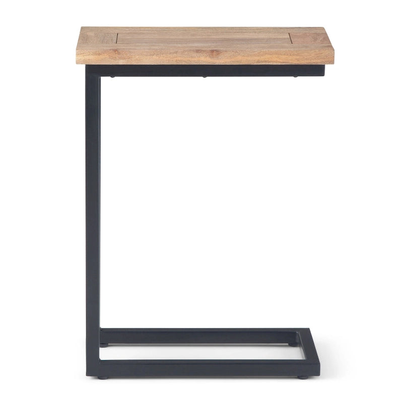 Rhonda Table d'appoint industrielle en métal massif en forme de C, 45,7 cm (L) x 25,4 cm (P) x 61 cm (H)