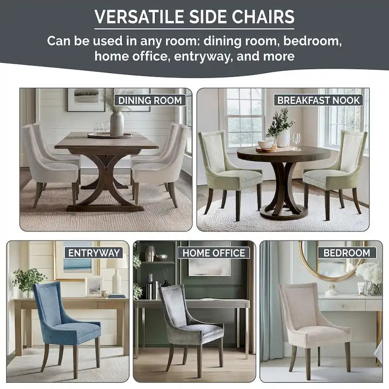 Chaises de salle à manger latérales Ultra rembourrées avec pieds en bois