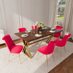 Table à manger en bois de noyer avec chaise en velours
