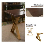 Table à manger en bois de noyer avec chaise en velours