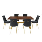 Table à manger en bois de noyer avec chaise en velours