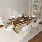 Table à manger en bois de noyer avec chaise en velours