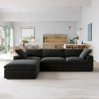 Canapé d'angle surdimensionné en duvet Black Commix avec ottoman