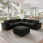 Canapé d'angle surdimensionné en duvet Black Commix avec ottoman