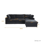 Canapé d'angle surdimensionné en duvet Black Commix avec ottoman