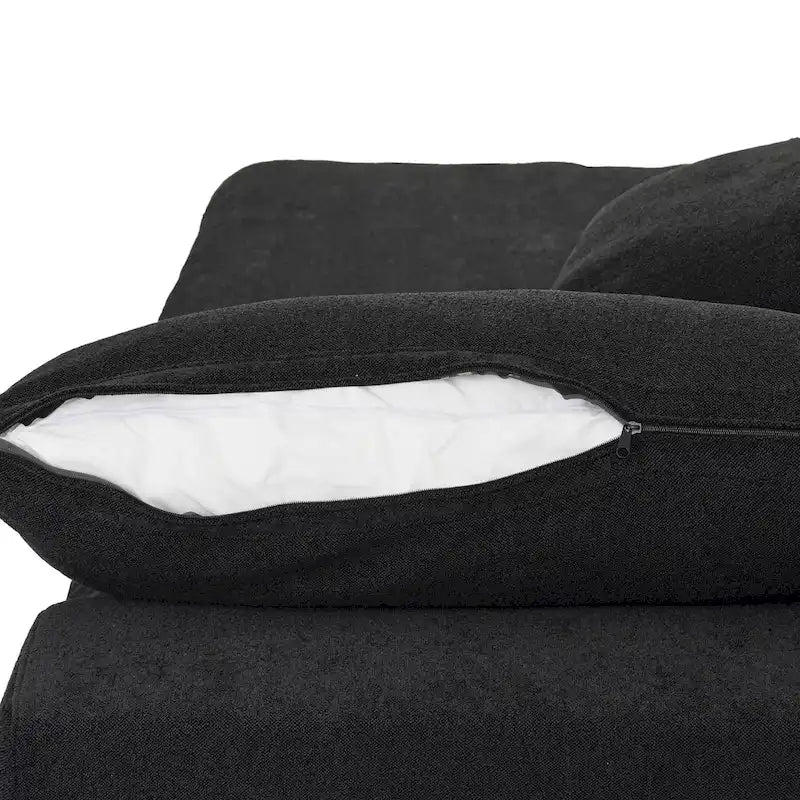 Canapé d'angle surdimensionné en duvet Black Commix avec ottoman