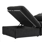 Canapé d'angle surdimensionné en duvet Black Commix avec ottoman