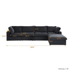 Canapé d'angle surdimensionné en duvet Black Commix avec ottoman