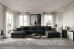 Canapé d'angle surdimensionné en duvet Black Commix avec ottoman