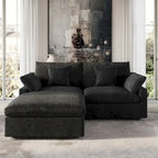 Canapé d'angle surdimensionné en duvet Black Commix avec ottoman