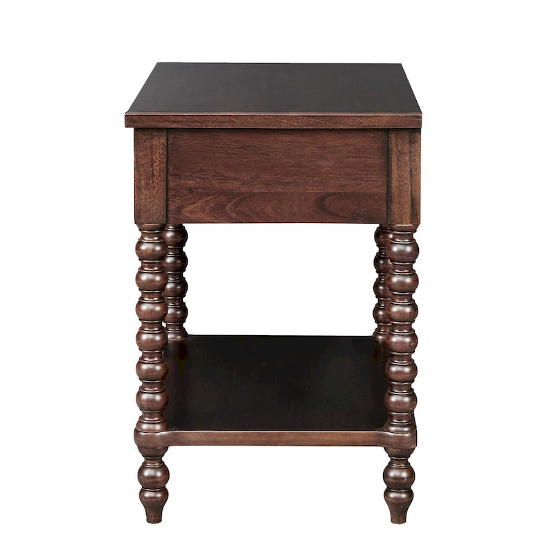 Table de chevet Madison Park Signature Beckett en bois tourné avec tiroir et étagère