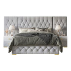 Tables de chevet de chambre à coucher Lit plateforme capitonné en velours luxueux