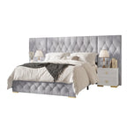 Tables de chevet de chambre à coucher Lit plateforme capitonné en velours luxueux