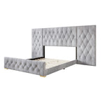 Tables de chevet de chambre à coucher Lit plateforme capitonné en velours luxueux