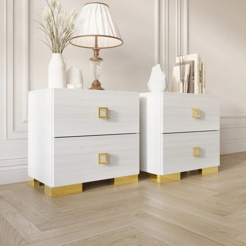Tables de chevet de chambre à coucher Lit plateforme capitonné en velours luxueux