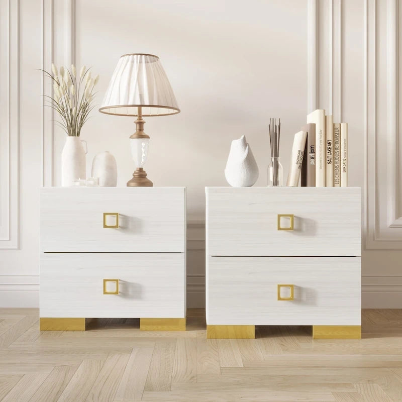 Tables de chevet de chambre à coucher Lit plateforme capitonné en velours luxueux