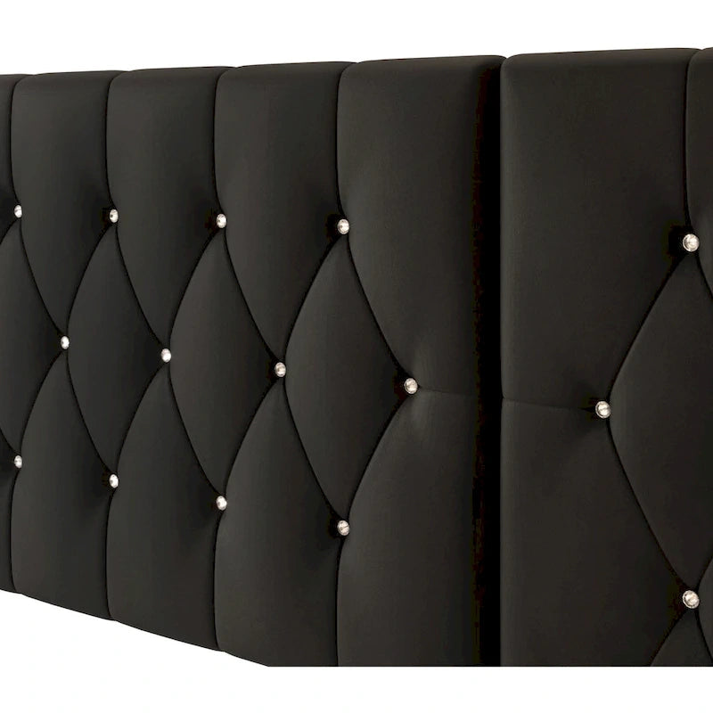 Tables de chevet de chambre à coucher Lit plateforme capitonné en velours luxueux