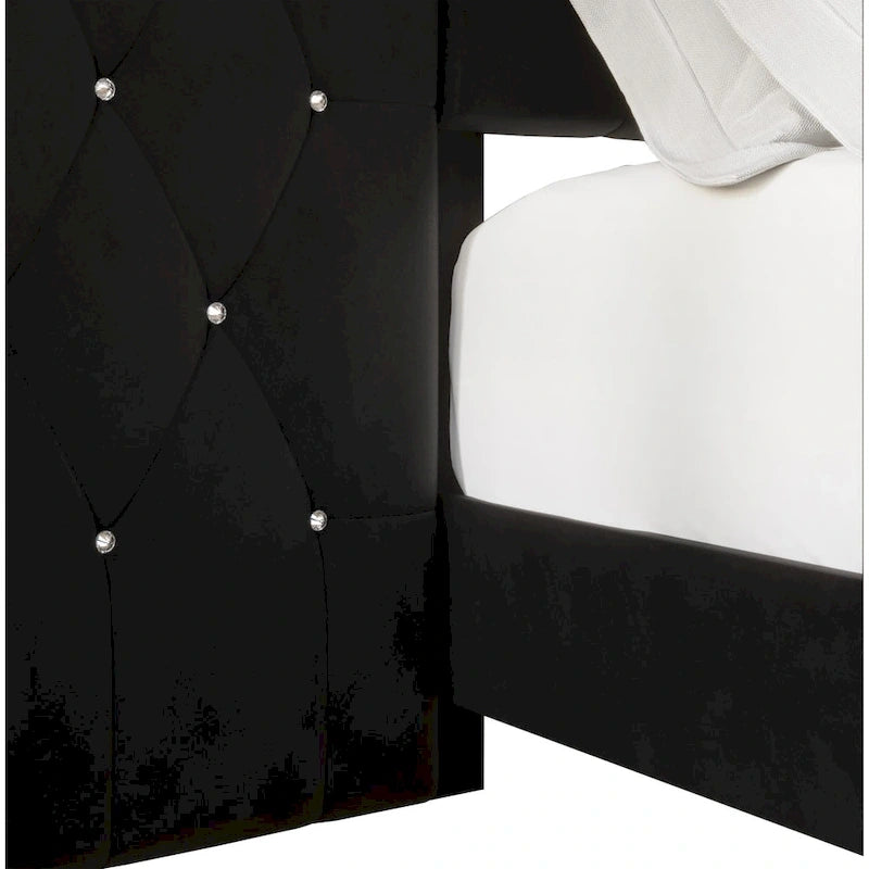Tables de chevet de chambre à coucher Lit plateforme capitonné en velours luxueux