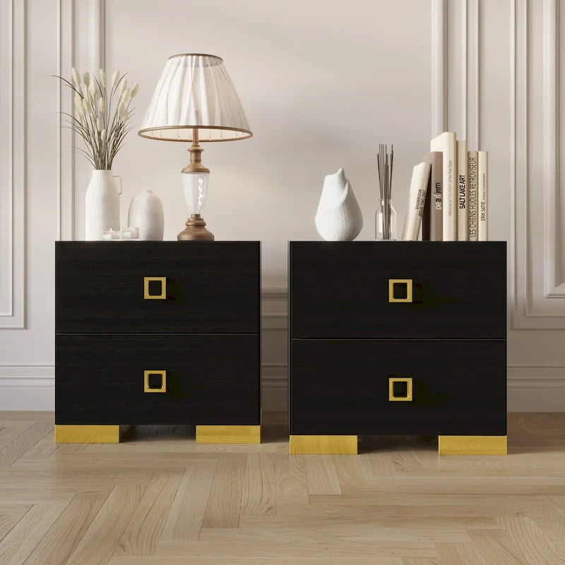 Tables de chevet de chambre à coucher Lit plateforme capitonné en velours luxueux