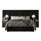 Tables de chevet de chambre à coucher Lit plateforme capitonné en velours luxueux