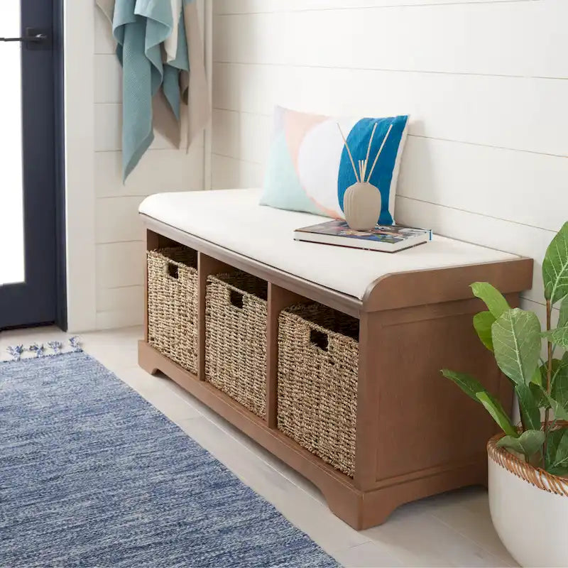 SAFAVIEH Eola Banc de rangement gris/blanc - 47 x 16,1 x 19,9 - 47Wx16Px20H