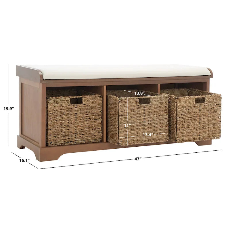 SAFAVIEH Eola Banc de rangement gris/blanc - 47 x 16,1 x 19,9 - 47Wx16Px20H