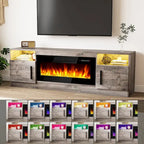 Meuble TV cheminée Bossin 70 avec cheminée électrique 36, meuble TV pour téléviseurs jusqu'à 80 pouces, lumières LED 16 couleurs/centre de divertissement