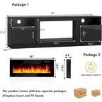 Meuble TV cheminée Bossin 70 avec cheminée électrique 36, meuble TV pour téléviseurs jusqu'à 80 pouces, lumières LED 16 couleurs/centre de divertissement