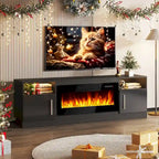 Meuble TV cheminée Bossin 70 avec cheminée électrique 36, meuble TV pour téléviseurs jusqu'à 80 pouces, lumières LED 16 couleurs/centre de divertissement