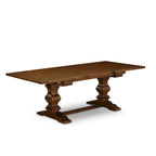 Table à manger - Table à manger rectangulaire et chaises en tissu de lin couleur beige clair