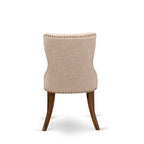 Table à manger - Table à manger rectangulaire et chaises en tissu de lin couleur beige clair