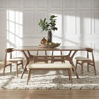 Nadine Dark Walnut Finish Rectangular Dining Set - Curved Back Chairs  