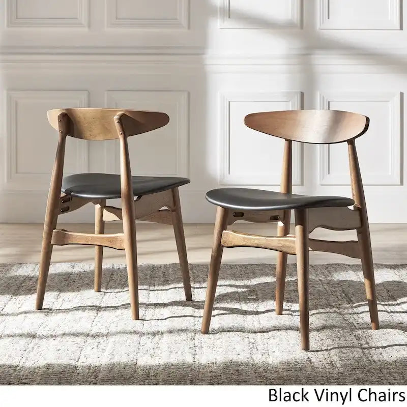 Table de salle à manger rectangulaire Nadine en noyer foncé - Chaises à dossier incurvé
