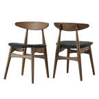 Table de salle à manger rectangulaire Nadine en noyer foncé - Chaises à dossier incurvé