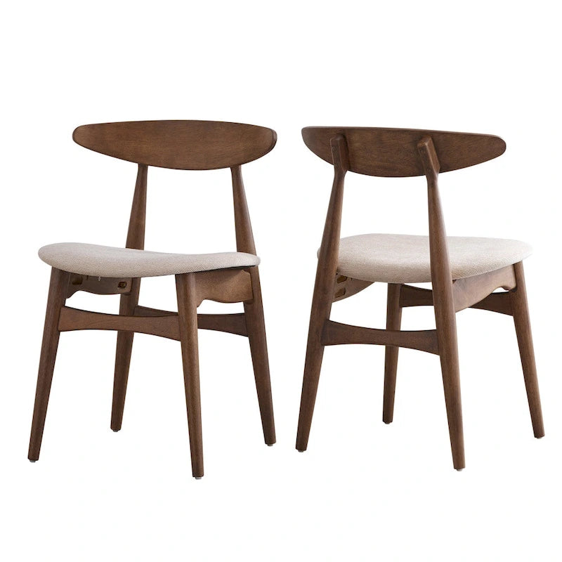 Table de salle à manger rectangulaire Nadine en noyer foncé - Chaises à dossier incurvé