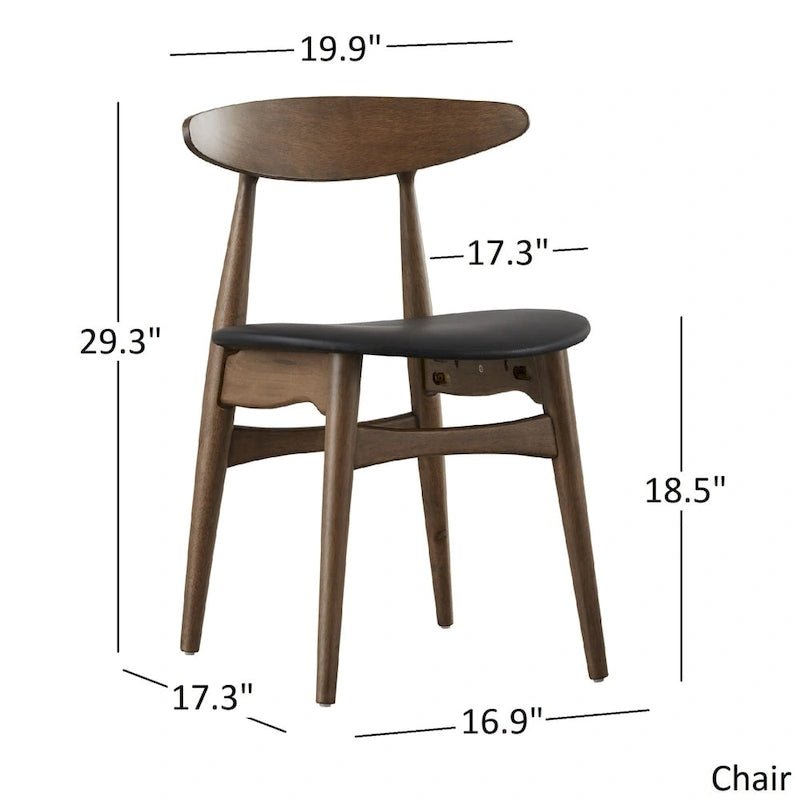 Table de salle à manger rectangulaire Nadine en noyer foncé - Chaises à dossier incurvé