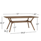 Table de salle à manger rectangulaire Nadine en noyer foncé - Chaises à dossier incurvé