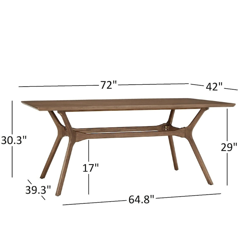 Table de salle à manger rectangulaire Nadine en noyer foncé - Chaises à dossier incurvé