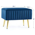 Banc d'entrée moderne rembourré de 61 cm avec siège en velours