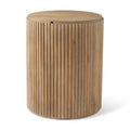 Table d'appoint ronde cannelée en bois massif marron foncé Terra