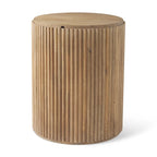 Table d'appoint ronde cannelée en bois massif marron foncé Terra