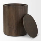 Table d'appoint ronde cannelée en bois massif marron foncé Terra
