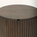 Table d'appoint ronde cannelée en bois massif marron foncé Terra