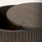 Table d'appoint ronde cannelée en bois massif marron foncé Terra