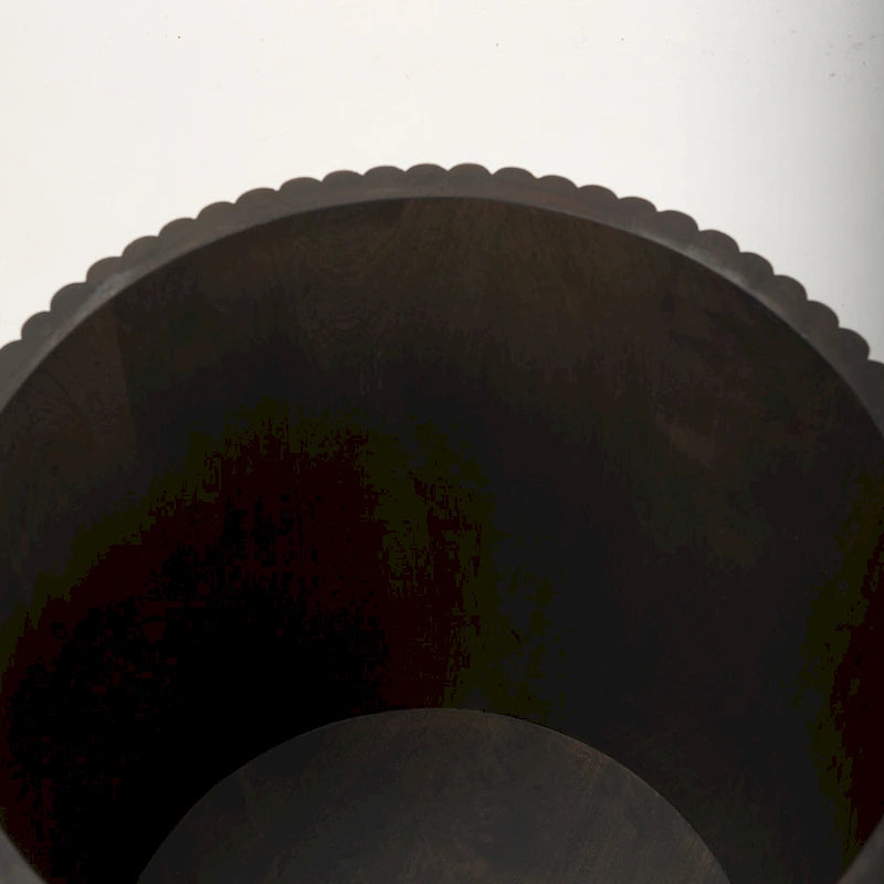 Table d'appoint ronde cannelée en bois massif marron foncé Terra