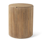 Table d'appoint ronde cannelée en bois massif marron foncé Terra